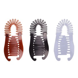 3Pcs Colorful Elongated Interlocking Plastic Banana Clip Hair Combs - Combs Ponytail Hair Clincher Comb Women Two Sides Hair Claw Ponytail Holder Accessories, Clips and Barrettes Hair Combs