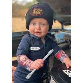 Born to Love Knuckleheads Kids Monkey Coverall Mechanic Photoshoot Overall for Boys & Girls Jumpsuit Baby Outfit (18-24 months, Navy Knit)