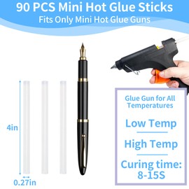 Mini Hot Glue Sticks, Clear Glue Gun Sticks for Metal, Wood, Glass DIY Art Craft & School Projects Craft, Bond (90 Pcs 4" X 0.27")