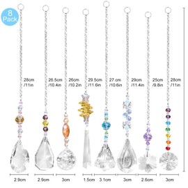 Pack of 8 Crystal Suncatchers, Colourful Crystals Garden Decoration Pendants, Window Crystals Prism Pendant, Rainbow Sun Catcher for Indoor and Outdoor Decoration, Garden Decoration
