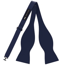 Adam Young Men's Navy Blue Self Tie Bow Tie Formal Satin Classy Bowtie for Tuxedo Faux Silk (Classic, Navy Blue)