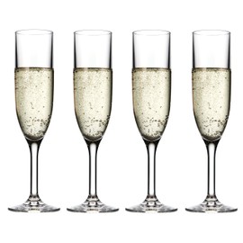 Drinique Champagne Flutes Unbreakable Tritan Stemware, 6 oz (Set of 4), Clear