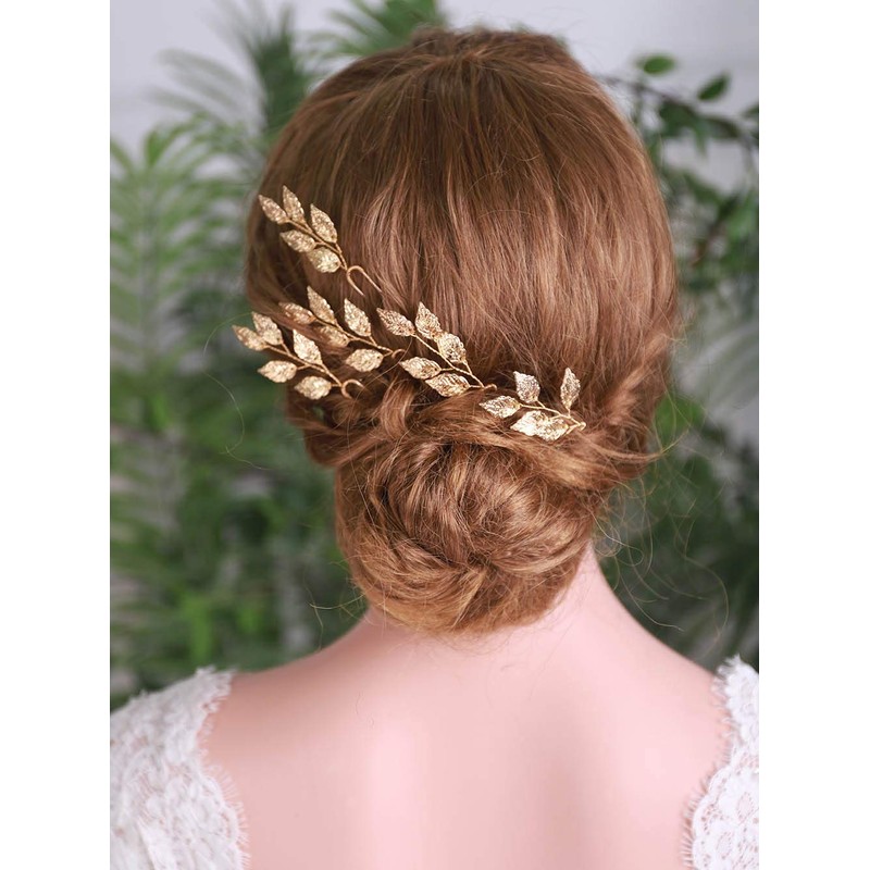 YERTTER 5 piezas de hojas doradas para el pelo de