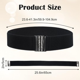 Black Stretchy Belt Women's Wide Elastic Belts For Women Black Vintage Stretch Cinch Waist Belt Stretchy Women's Wide Elastic Belts For Dresses