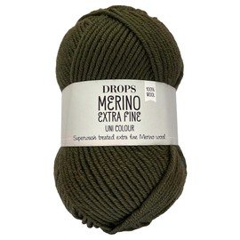 Frida's Wollhaus Drops 50 g Merino Extra Fine Mulesing-Free Washable Crochet Knitting 46 Colours (Plain Colour 53 | Moss Green)
