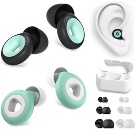 JINYJIA JINYJIA Ear Plugs for Sleep, 2 Pairs Reusable Hearing Protection, 27dB Noise Cancelling Hearing Protection, 6 Ear Tips in S/M/L, for Travel, Commuting, Health & Safety Work