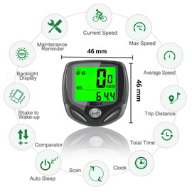 Bike Speedometer, Bicycle odometers,Bicycle Speedometer Wireless Cycle Bike Computer Waterproof Bike Odometer with LCD Display Speedometer Accurate Speed Tracking & Multi-Function