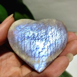 Natural Blue Moonstone Heart Palm Stone Specimens Power Rocks For Wicca Reiki
