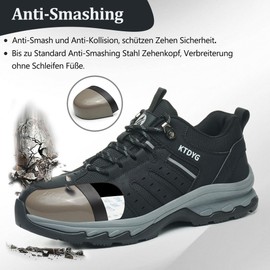KTDYG Safety Shoes Work Shoes Men Women Lightweight Sporty Steel Toe Cap Shoes Breathable Non-Slip with Steel Toe Cap 37-46 EU, black, 40 EU