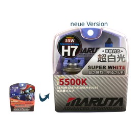 MARUTA® H7 55W 12 V 5500K, Super White Series Xenon Gas Filled Car Headlight Bulbs (E4) With Advanced Technology