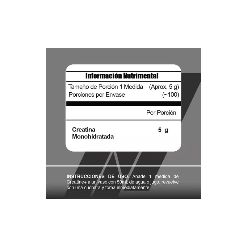 Creatina Monohidratada 500 G Meta Nutrition 100 Porciones