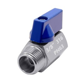 Beduan 3/8" Mini Ball Valve, 316 Stainless Steel Female x Male NPT Thread Shut-Off Valve(Pack of 1)