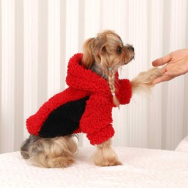 Wansommy Fleece Dog Sweater, Winter Warm Dog Sweaters for Small Dogs Girls Boy, Dog Hoodie Pullover Dog Clothes for Small Dog and Cat Chihuahua Clothes(Red,XS)