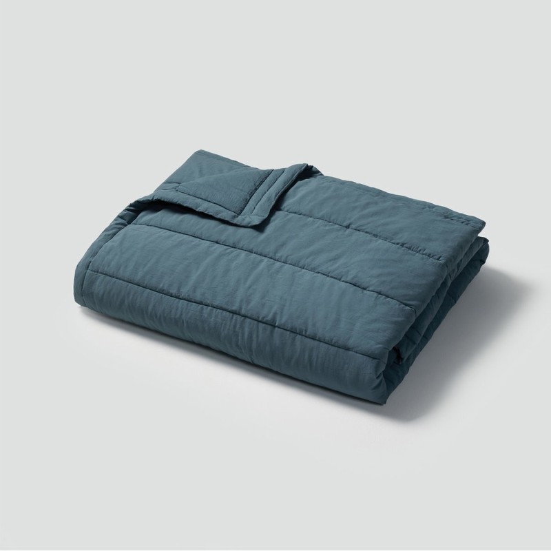 jaju [JAJU] Cotton Washed Pigment Quilted Blanket_SS_Teal Blue