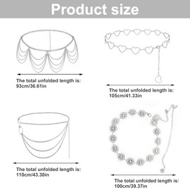 FENGQQKJ Pack of 4 Apparel Belt, Adjustable Clothing Belt, Jeans, Fashion Belt, Plastic Dress Belts for Women, silver