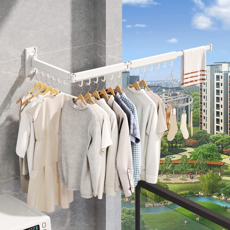 CHAHUANV Wall Mounted Clothes Drying Rack, Collapsible Laundry Drying Rack,