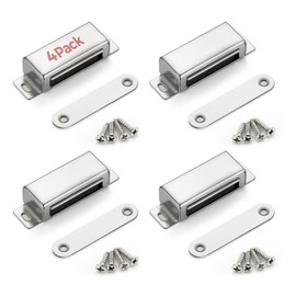 Ravinte Cabinet Door Magnets, 60lbs Strong Magnetic Door Catch, Heavy Duty Magnet Latch, Closet Door Magnetic Catch, Concealed Magnets for Cabinet Doors Cupboard Drawer Wardrobe Closet, 4 Pack Silver