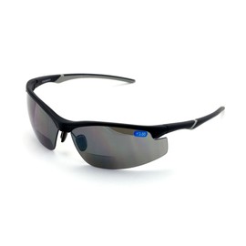 V.W.E. Bifocal High Performance Protective Safety Glasses Light Mirror Tint Bifocal - Reader - Sunglasses Ansi Z87.1 (Matte Black, 4.00)