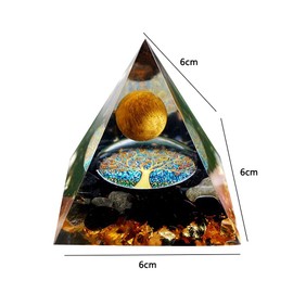 Positive Spiritual Pyramid, Amethyst Chakra Crystals Ornament, Reiki Healing Crystal Ball Pyramid Chakra Crystal Pyramid Obsidian Ornament for Home Decoration Meditation 60 mm