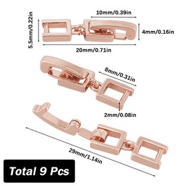 SUNNYCLUE 1 BOX 9PCS 20mm Brass Fold Over Clasps Rose Gold Bracelet Extender Clasp Metal Necklace Extension Clasps Fastener Foldover Clasps for jewellery Making Bracelets Necklaces Women Diy Crafts