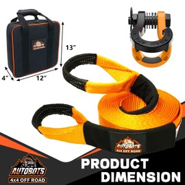 AUTOBOTS Tow Strap Heavy Duty 3" x 30 ft (35,000 lbs) with Split Shackle Hitch Receiver Hooks Winch Recovery Rope Towing Strap,Offroad Recovery Kit for Jeep Truck Vehicle