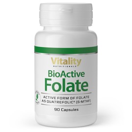 Folic Acid 400 µg Bioactive with Quatrefolic Folic Acid Capsules High Dose (Pack of 90) Premium Dietary Supplement BioActive Folate Vitality Nutritionals by VitaminExpress