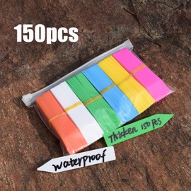 CTCNGH 150 Pcs Thickened 4" Plastic Plant Labels, Nursery Garden Plant Tags for Seedlings&Pots Name Writing Mark- Reusable and Waterproof,6 Colors of Pack