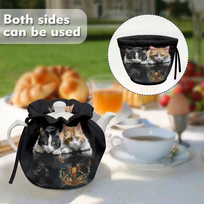 Poceacles Cat Tiger Print Tea Cosy for Teapot, Dust Cover,