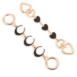 2pcs Purse Strap Extenders Bag Extender Chain, Heart & Moon Black Purse Extender Chain Replacement Small Bag Extender Purse Accessories Bag Charms for Shoulder Bag Handbags Purse Making Supplies