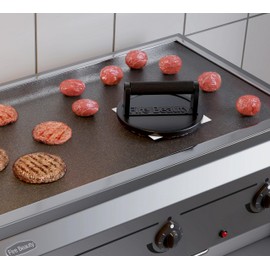 Fire Beauty Burger Press,Cast Iron 6.5" Grill Press with Wood Handle,Food-Grade Smash Burger Press for Seared Bacon,Steak&Burger,Pre-Seasoned