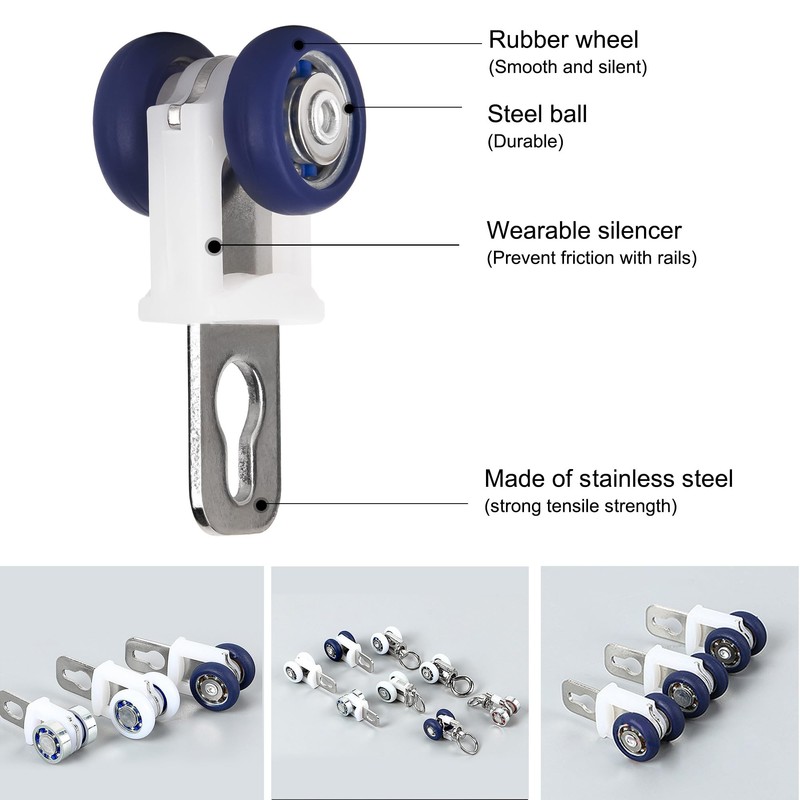 YXHOMME Curtain Track Rollers with Mute Wheel Rollers, Hooks, Pulley