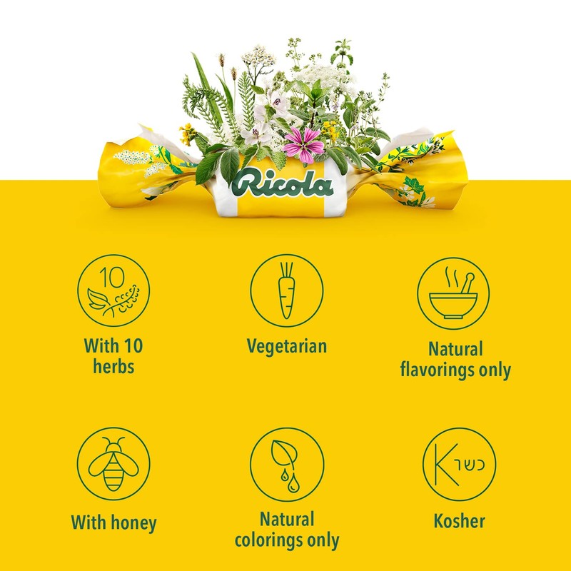 Ricola Cherry Honey Throat Drops, 24 Drops, Naturally Soothing Relief
