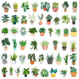 Green Plant Stickers 100PCS for Teens Kids Adults,Potted Plant Decals for Laptop Scrapbook Notebooks Water Bottles Phone Computer Luggage Helmet Guitar Car Bike Notebook Journal