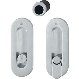 Hoppe 3207285 Sliding Door Handle Set M472 Screwed – Covered Toilet, Chrome matt