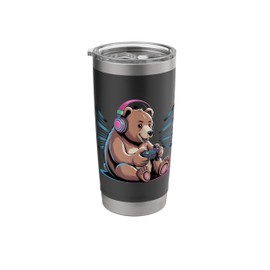 Bear Stuff Bears Bear Stuff Bears Headphones Video Game Bear Stainless Steel Insulated Tumbler