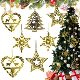 12 Metal Christmas Tree Decoration Christmas Tree Decoration Pendant Christmas Tree Decoration Gold Christmas Decorations Snowflakes Stars Decoration Christmas Tree Decoration Gift Tags Tree