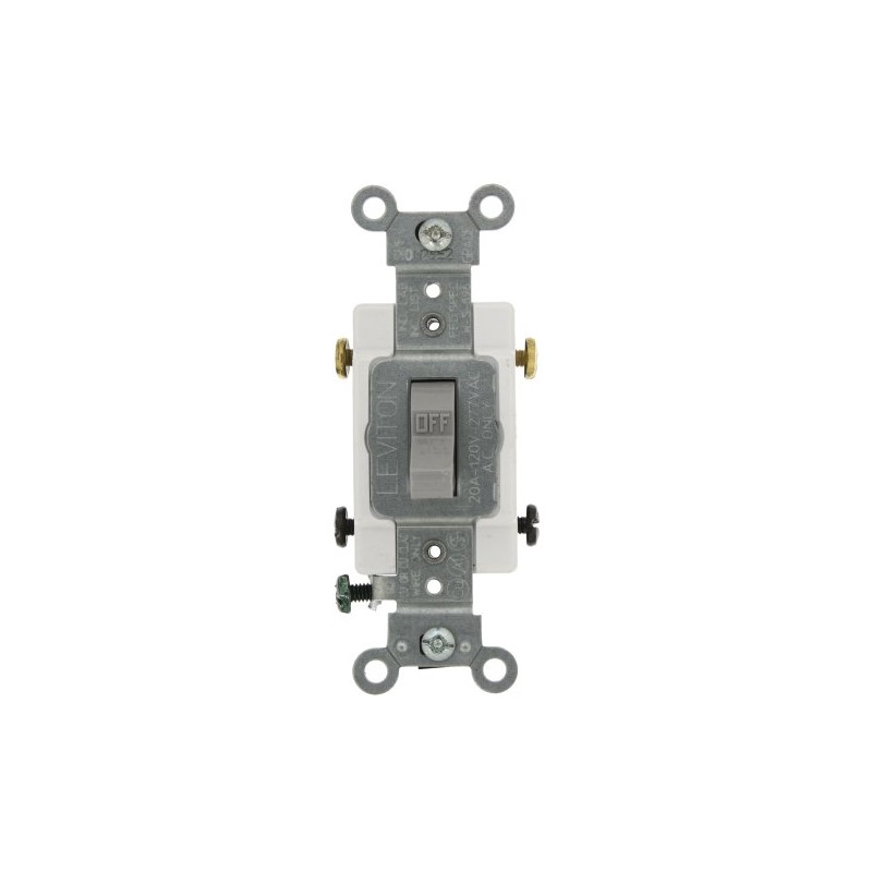 Leviton CS220-2GY 20-Amp, 120/277-Volt, Toggle Double-Pole AC Quiet Switch, Commercial