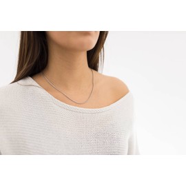 MATERIA Women's 2 mm Rolled Cord Necklace in 925 Sterling Silver, 8.8 g, in 40, 45, 50, 60, 70 and 80 cm, with Jewellery Box, No. K42, Silver