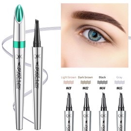Microblading Eyebrow Contouring Pen Pencil - Magical Precise Waterproof Brow Pencil Liquid Natural Eyebrow Contouring 4 Tip Pen Micro Fork Tip Brow Pencil with