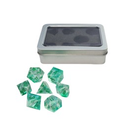DND Liquid Dice Set Polyhedral Dice for Dungeons & Dragons (D&D) RPG Magic RPG Tabletop Dice Complete D4 D6 D8 D10 D12 D20 (with Model Box - Green)