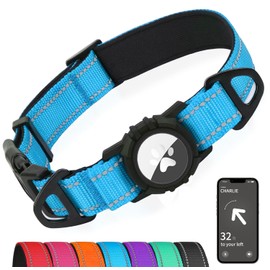 Joytale Airtag Dog Collar, Dual D-Rings, Reflective Pet Collar with Waterproof AirTag Holder, Soft Padded Adjustable for Extra Large Dogs, SkyBlue, XL