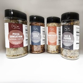 MES Amis Sizzle & Savor Burger Blend + Pizza Sensation Supreme Topper + Bagel Bliss Everything But The Bagel + Salt & Pepper Symphony Supreme (4 pack)