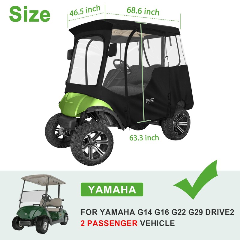 10L0L 2 Passenger Golf Cart Enclosure for Yamaha G14 G16