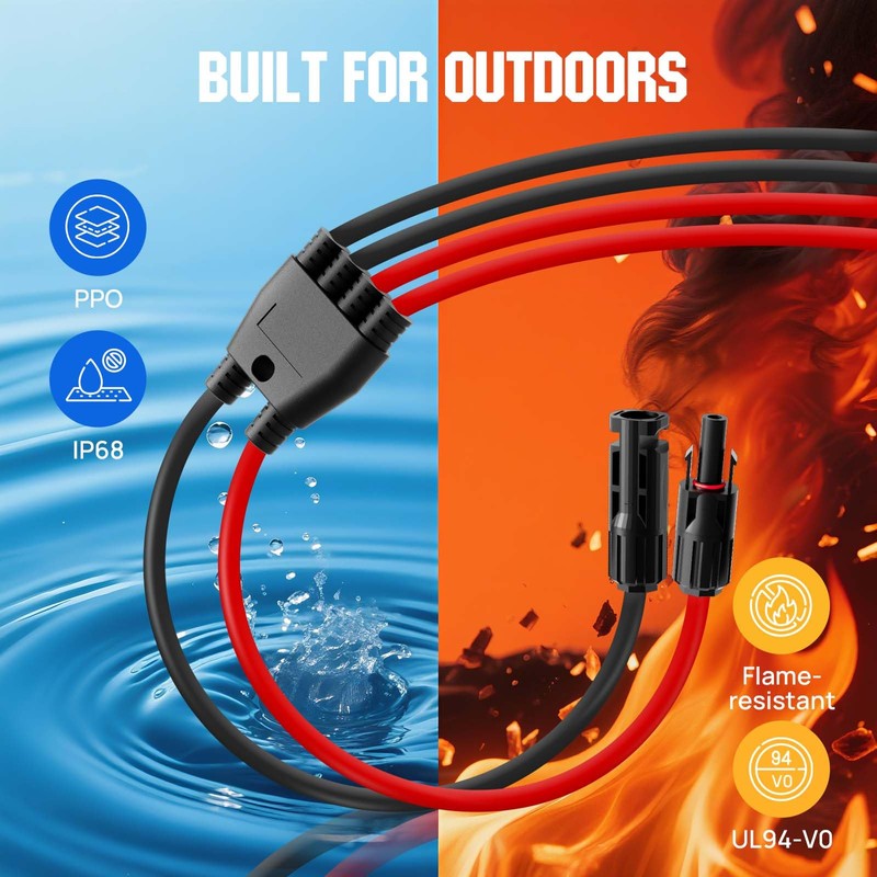 ECO-WORTHY Integrated Solar Connector 2-4 Y Branch Parallel PV Adapter
