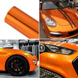 ATMOMO Chrome Mirror Orange Car Vinyl Wrap High Gloss Self-Adhesive DIY Car Decals Film Sheet 59.84'' x 11.8''