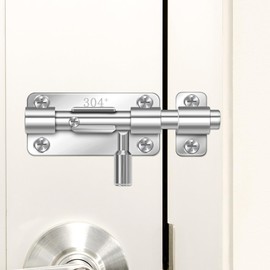 UKCOCO Barrel Bolt Latch: 304 Stainless Steel Loop Gate Latch 3 Inch Thickened Door Bolt Lock Security Sliding Lock with Mounting Screws for Interior Door Pack of 2