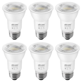 DiCUNO PAR16 LED Bulb Dimmable, 5W Long Neck Spotlight Bulb, 500Lumen, 40° Beam Angle, Daylight White 5000K, 50W Equivalent, E26 LED Bulb for Recessed Light, Curio Cabinet Pack of 6