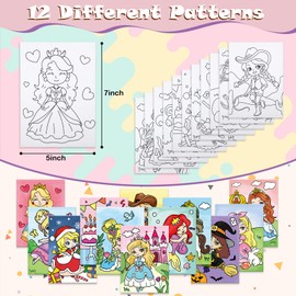 Anseal - 12 paquetes de lona predibujada para pintar, lona preimpreso de 5 x 7 pulgadas para niños, tablas de pintura preestiradas para principiantes, estudiantes, recuerdos de fiesta