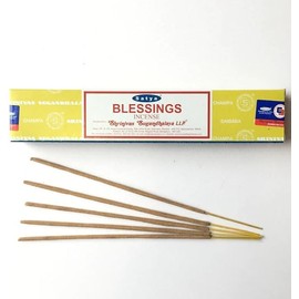 Satya Nag Champa Blessings 100% Natural Incense Sticks | 12 Packs | Handmade Incense Sticks | Used for Stress Relief, Spiritual Decor, Smudging and Meditation