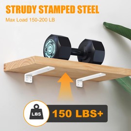 White Floating Shelf Brackets 10 inch, Heavy Duty Wall Shelf Brackets 8 Pack for Shelves Support, Hidden Metal L Brackets with Mounting Hardware (1/5'' Thick)